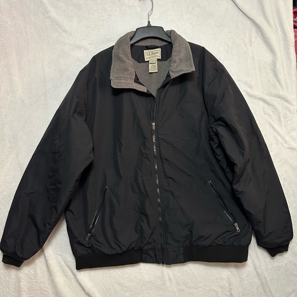 L.L. Bean Black Men's Lightweight Jacket with Gray Fleece XXXL Tall